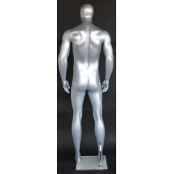 6 ft 4 in Athletic Matte Silver Egg head Male Mannequin  -SFM52E-ST