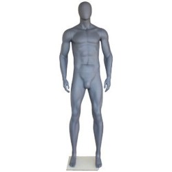 6 ft 4 in Athletic Matte Grey Egg head Male Mannequin  -SFM52E-Grey