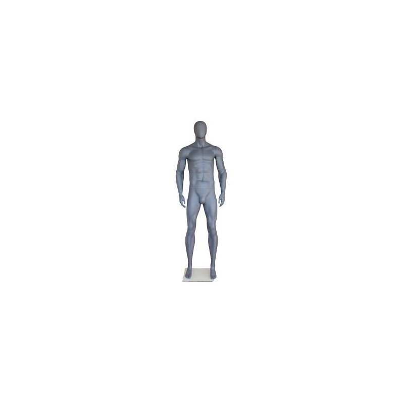 6 ft 4 in Athletic Matte Grey Egg head Male Mannequin  -SFM52E-Grey