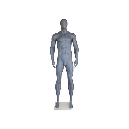 6 ft 4 in Athletic Matte Grey Egg head Male Mannequin  -SFM52E-Grey