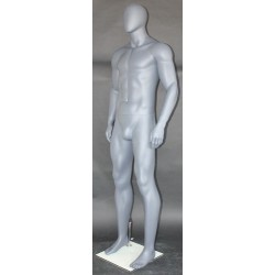 6 ft 4 in Athletic Matte Grey Egg head Male Mannequin  -SFM52E-Grey