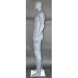 6 ft 4 in Athletic Matte Grey Egg head Male Mannequin  -SFM52E-Grey