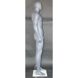 6 ft 4 in Athletic Matte Grey Egg head Male Mannequin  -SFM52E-Grey