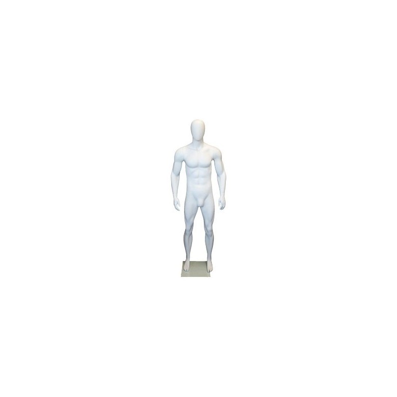 6 ft 2 in Athletic Male Mannequin Egg head Matte white -SFM53E-WT