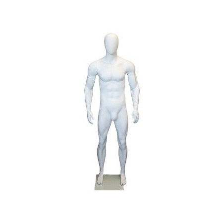 6 ft 2 in Athletic Male Mannequin Egg head Matte white -SFM53E-WT