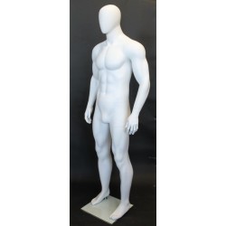 6 ft 2 in Athletic Male Mannequin Egg head Matte white -SFM53E-WT