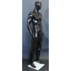 6 ft 2 in Athletic Glossy Black Finish Male Mannequin Egg head  -SFM53E-HB