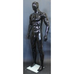 6 ft 2 in Athletic Glossy Black Finish Male Mannequin Egg head  -SFM53E-HB