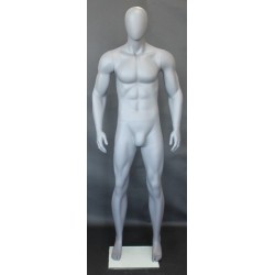 6 ft 2 in Muscular Male Mannequin Egg head Matte Grey -SFM53E-Grey