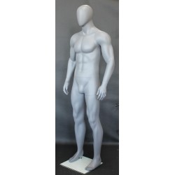 6 ft 2 in Muscular Male Mannequin Egg head Matte Grey -SFM53E-Grey