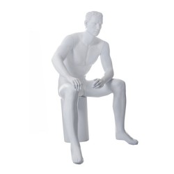 4 ft 6 in Sitting Male Mannequin Featured Face in white SFM54-FT