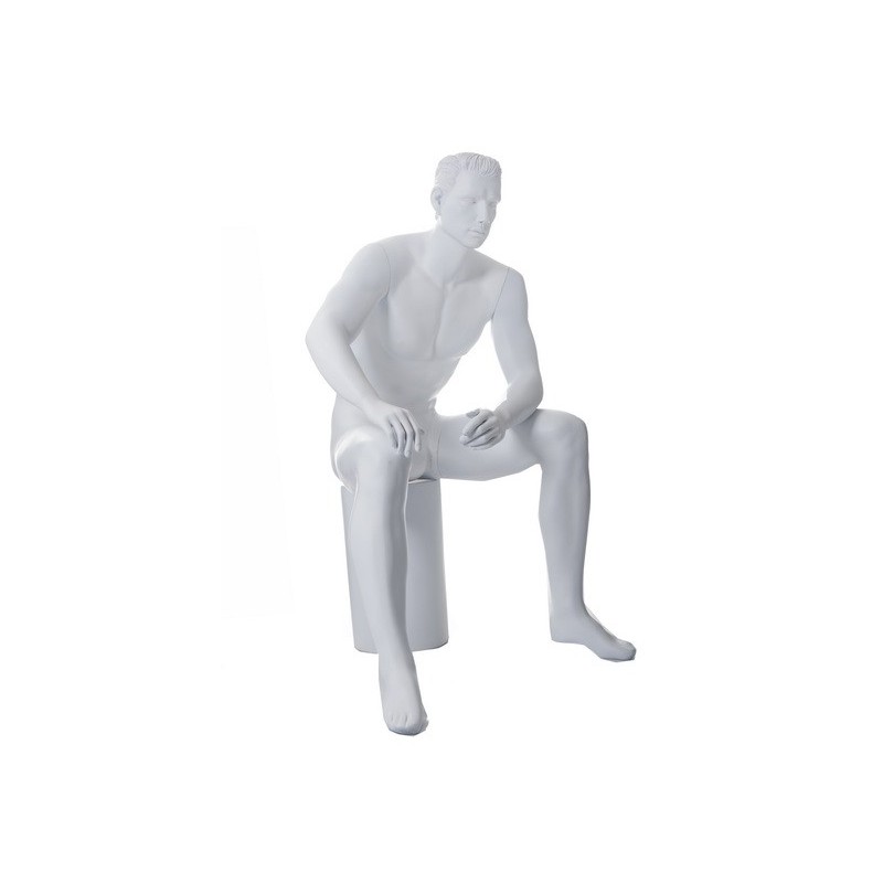 4 ft 6 in Sitting Male Mannequin Featured Face in white SFM54-FT