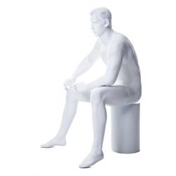 4 ft 6 in Sitting Male Mannequin Featured Face in white SFM54-FT