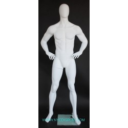 6 ft 3 in Male Mannequin Size 40 Egg head Matte white -SFM62E-WT