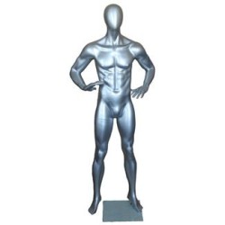 6 ft 3 in Male Mannequin Athletic Matte Silver Egg head -SFM62E-ST