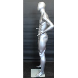 6 ft 3 in Male Mannequin Athletic Matte Silver Egg head -SFM62E-ST