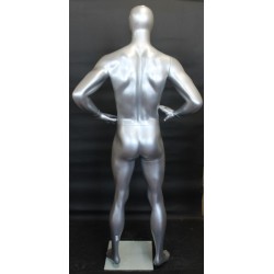 6 ft 3 in Male Mannequin Athletic Matte Silver Egg head -SFM62E-ST