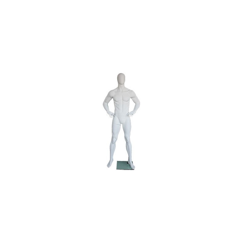 6 ft 3 in Male Mannequin Size 40 Egg head Matte white -SFM62E-WT