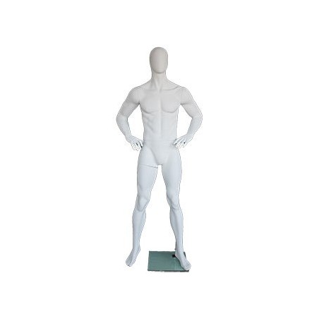 6 ft 3 in Male Mannequin Size 40 Egg head Matte white -SFM62E-WT