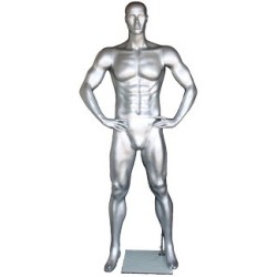 6 ft 4 in Athletic Matte Silver Football Male Mannequin  -SFB1-ST