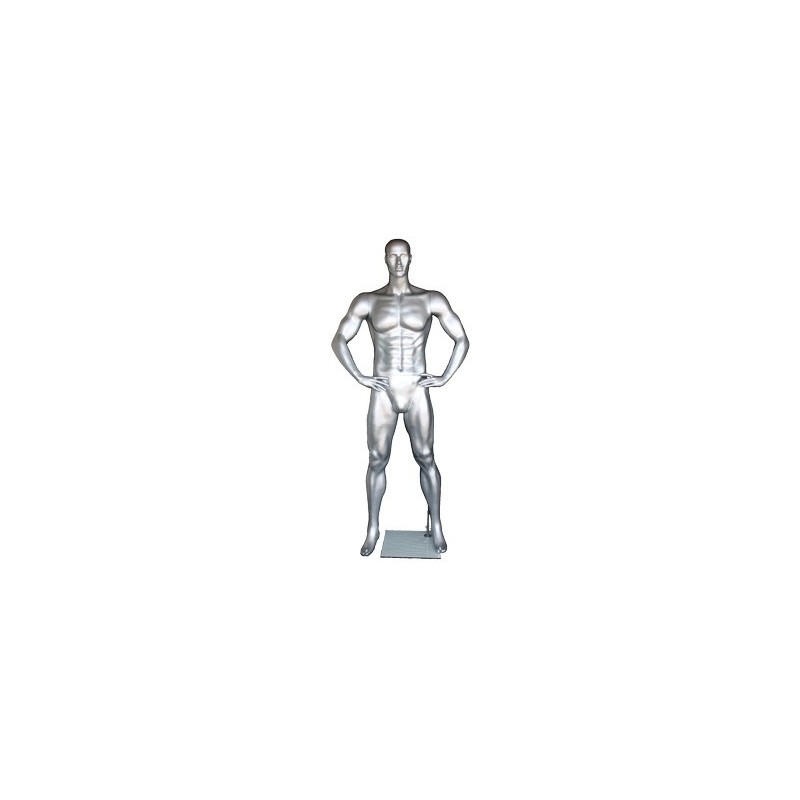 6 ft 4 in Athletic Matte Silver Football Male Mannequin  -SFB1-ST