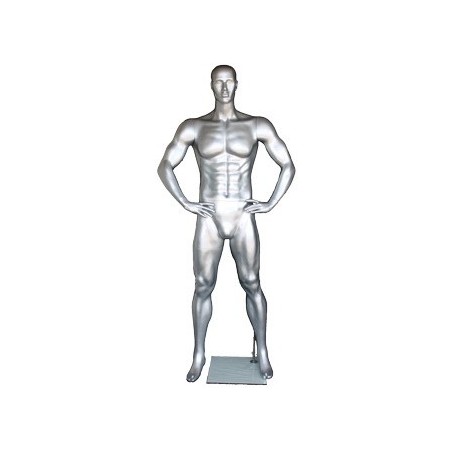 6 ft 4 in Athletic Matte Silver Football Male Mannequin  -SFB1-ST