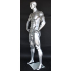 6 ft 4 in Athletic Matte Silver Football Male Mannequin  -SFB1-ST