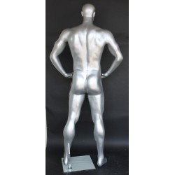 6 ft 4 in Athletic Matte Silver Football Male Mannequin  -SFB1-ST