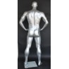 6 ft 4 in Athletic Matte Silver Football Male Mannequin  -SFB1-ST