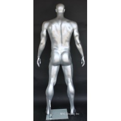 6 ft 4 in Athletic Matte Silver Football Male Mannequin  -SFB2-ST