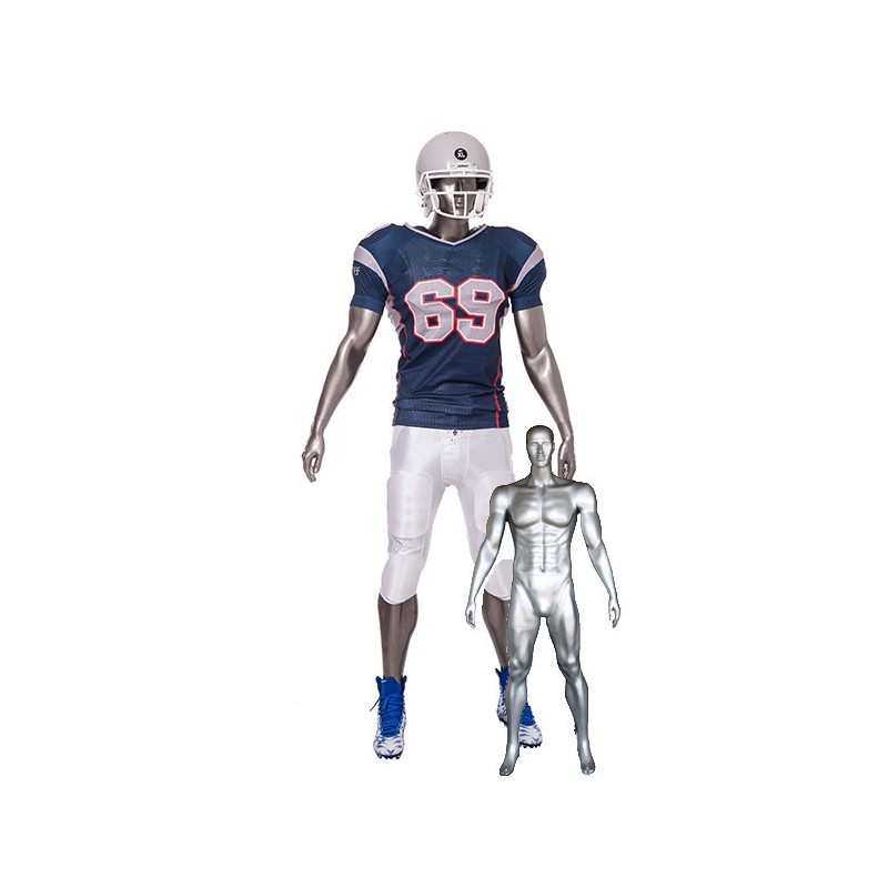 6 ft 4 in Athletic Matte Silver Football Male Mannequin  -SFB2-ST