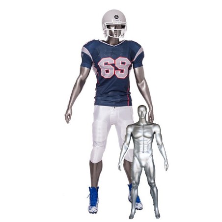 6 ft 4 in Athletic Matte Silver Football Male Mannequin  -SFB2-ST