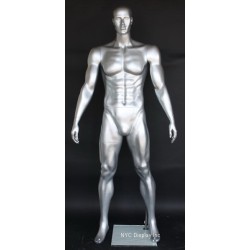 6 ft 4 in Athletic Matte Silver Football Male Mannequin  -SFB2-ST