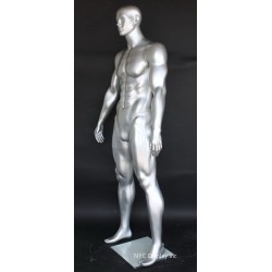 6 ft 4 in Athletic Matte Silver Football Male Mannequin  -SFB2-ST