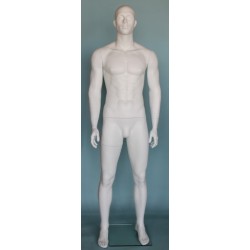 6 ft 3 in Muscular Male Mannequin Bald Head Featured Face SFM6-WT