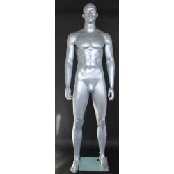 6 ft 3 in Athletic Matte Silver Bald head Male Mannequin  -SFM52E-ST