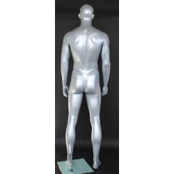 6 ft 3 in Athletic Matte Silver Bald head Male Mannequin  -SFM52E-ST