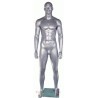 6 ft 3 in Athletic Matte Silver Bald head Male Mannequin  -SFM52E-ST