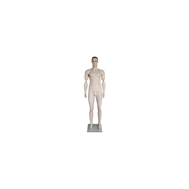 6 ft 2 in Skintone Male Mannequin with bendable Arms SFM20-FT