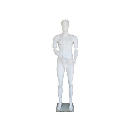 6 ft 2 in White Male Mannequin with bendable arms SFM20-WT