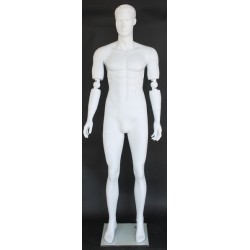 6 ft 2 in White Male Mannequin with bendable arms SFM20-WT