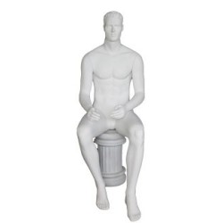 4 ft 7 in Sitting Male Mannequin Featured face head white -SFM8-WT