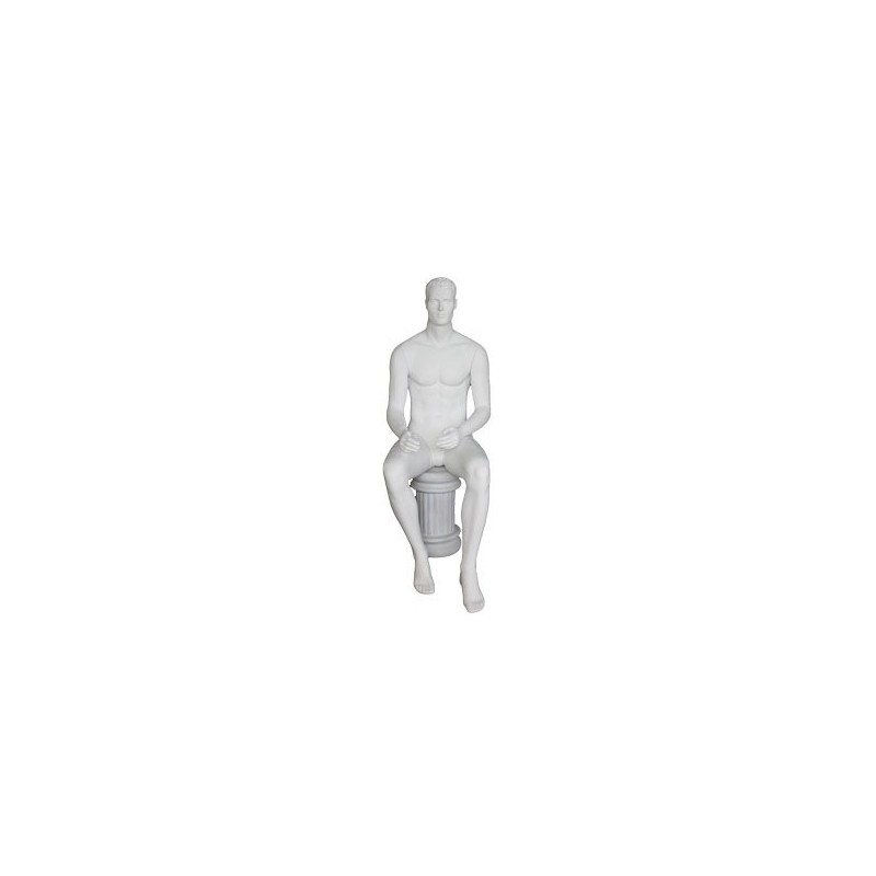 4 ft 7 in Sitting Male Mannequin Featured face head white -SFM8-WT