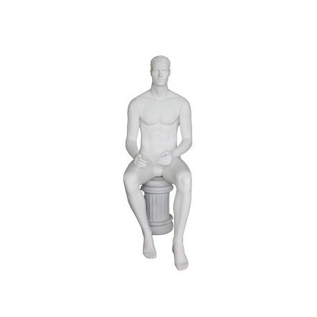 4 ft 7 in Sitting Male Mannequin Featured face head white -SFM8-WT