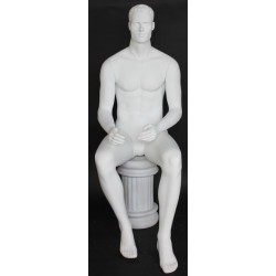 4 ft 7 in Sitting Male Mannequin Featured face head white -SFM8-WT