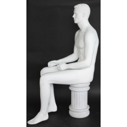 4 ft 7 in Sitting Male Mannequin Featured face head white -SFM8-WT