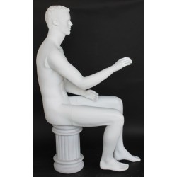 4 ft 7 in Sitting Male Mannequin Featured face head white -SFM8-WT