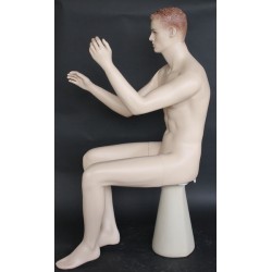 4 ft 7 in Sitting Male Mannequin Face Make up  -SFM8-FT