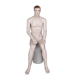 4 ft 8 in Sitting Male Mannequin Face Makeup Flesh Tone -SFM74-FT