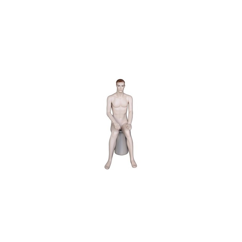 4 ft 8 in Sitting Male Mannequin Face Makeup Flesh Tone -SFM74-FT